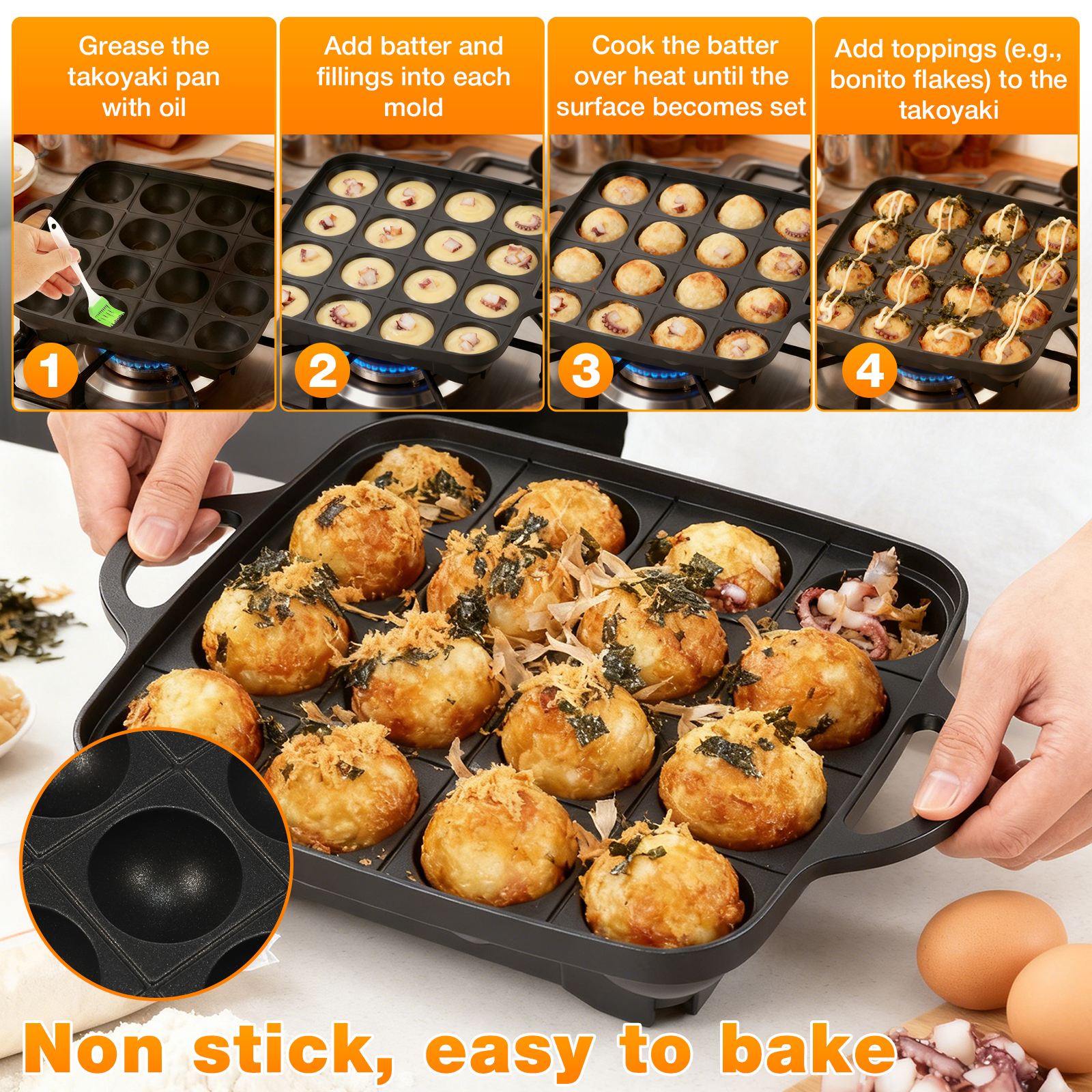 Takoyaki Pan 16 Hole Octopus B - Takoyaki Grill Plate 评论和价格