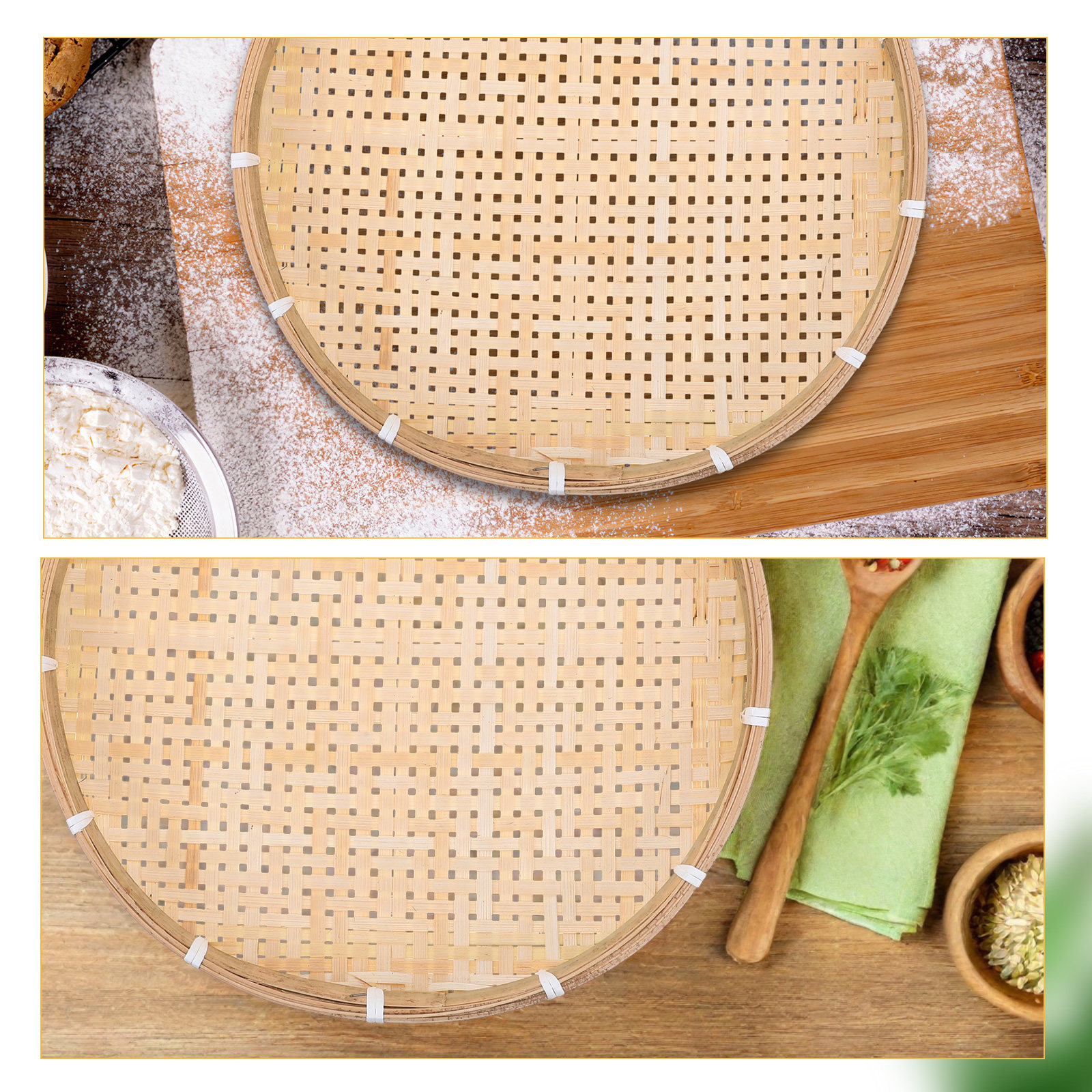 35Cm Round Bamboo Sieve Basket - Dim Sum Basket 评论和价格
